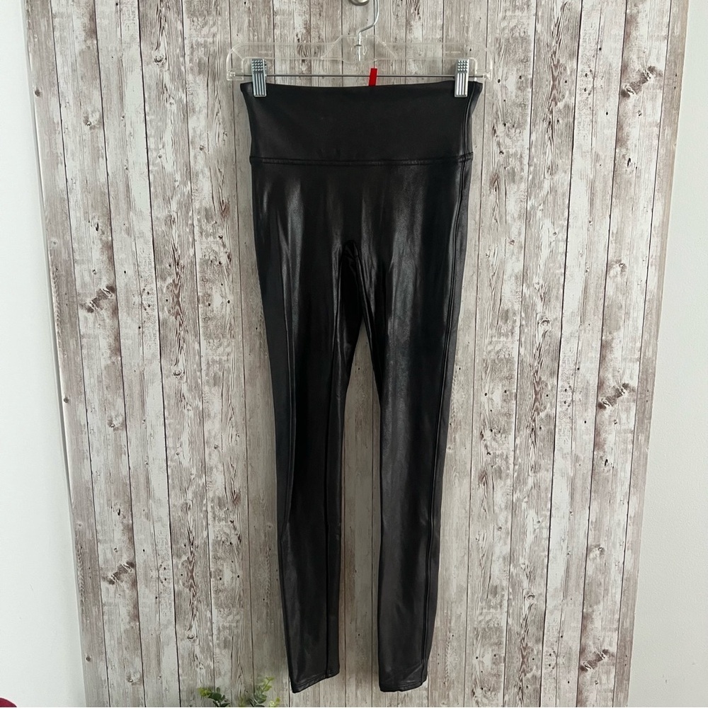 SPANX Faux Leather Black Leggings Small